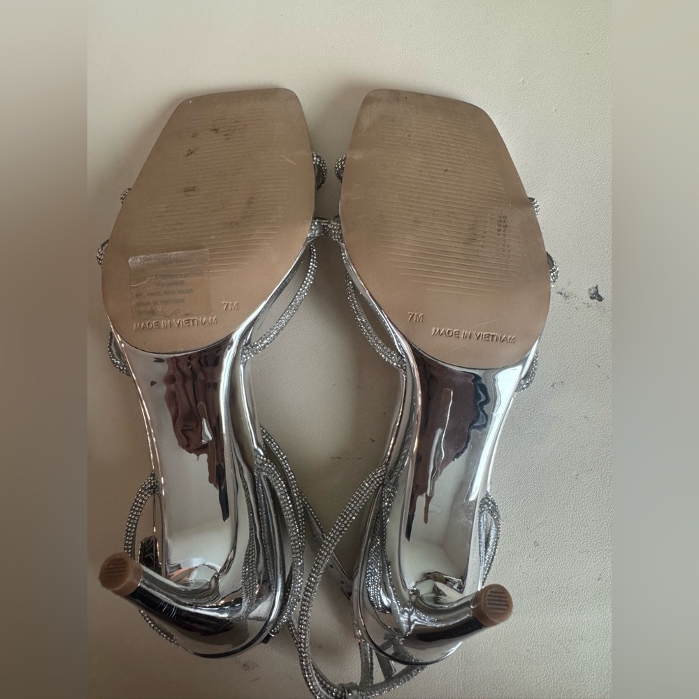 Steve Madden Silver Strappy Heels - Picture 6 of 6